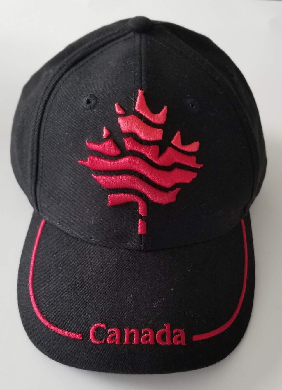 NWT Canada Raised Emboidered Baseball Hat Cap Black Red Adjustable